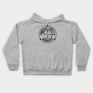 Embrace Today's Moments with Mindfulness and Enso Zen Circle symbols Kids Hoodie